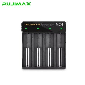 PUJIMAX MC4 Φορτιστής Επαναφορτιζόμενων Μπαταριών 18650 4 Θέσεων 2A με Ένδειξη Επιπέδου Φόρτισης & Υποδοχή Φόρτισης Type-C - Χρώμα: Μαύρο PUJIMAX MC4 Φορτιστής Επαναφορτιζόμενων Μπαταριών 18650 4 Θέσεων 2A με Ένδειξη Επιπέδου Φόρτισης & Υποδοχή Φόρτισης Type-C - Χρώμα: Μαύρο