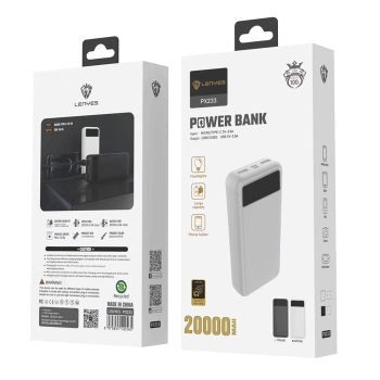Lenyes Power bank PX-233 20.000mAh Portable - Χρώμα: Λευκό Lenyes Power bank PX-233 20.000mAh Portable - Χρώμα: Λευκό