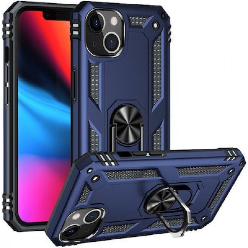 Σκληρή Θήκη Πλάτης με Δαχτυλίδι για Apple iPhone 16 - Χρώμα: Σκούρο Μπλέ