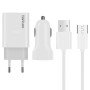 QIHANG QH-Z14 Σετ Αυτοκίνητου και Πρίζας με Θύρα USB-A και Καλώδιο micro USB - Χρώμα: Λευκό
