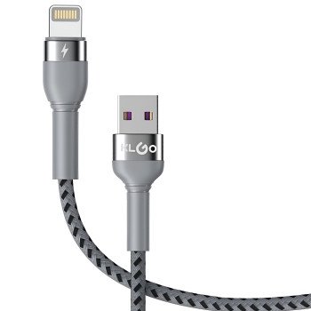 KLGO S-106 Καλώδιο Φόρτισης & Μεταφοράς Δεδομένων USB-A σε Lightning 2.4A 3m - Χρώμα: Γκρι