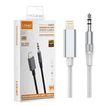 LDNIO LSY81i Καλώδιο Ήχου - AUX - Audio Jack 3.5mm Σε USB Lightning 1m - Χρώμα: Ασημί