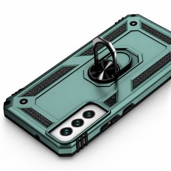 Σκληρή Θήκη Πλάτης Armor με Βάση Στήριξης για Samsung Galaxy S22 Ultra - Χρώμα: Σκούρο Πράσινο