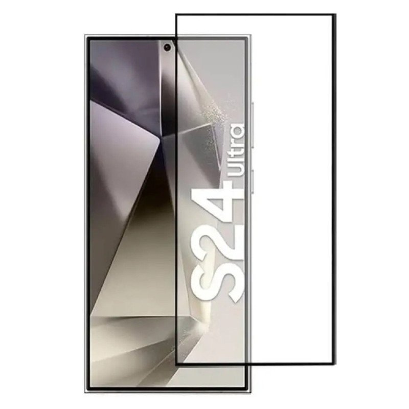 Full Cover Full Glue Τζαμάκι Προστασίας Οθόνης για Samsung Galaxy S24 Ultra - Χρώμα: Μαύρο
