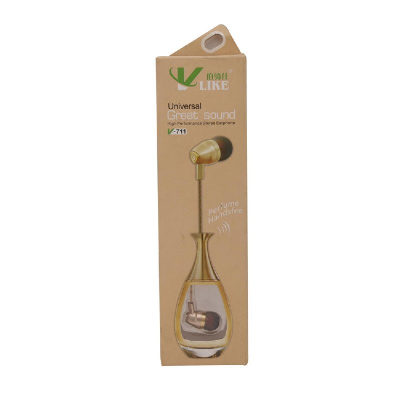 Vlike V-711 Handsfree Earphones Perfume Ακουστικά με Άρωμα & 3.5mm Jack - Χρώμα: Χρυσό
