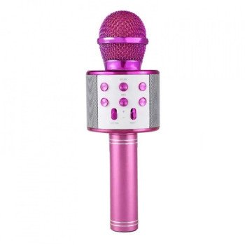 Ασύρματο Μικρόφωνο WS-858 Wireless Bluetooth Karaoke Handheld Microphone USB KTV Player Bluetooth Mic Speaker Record Music - Χρώμα: Φούξια