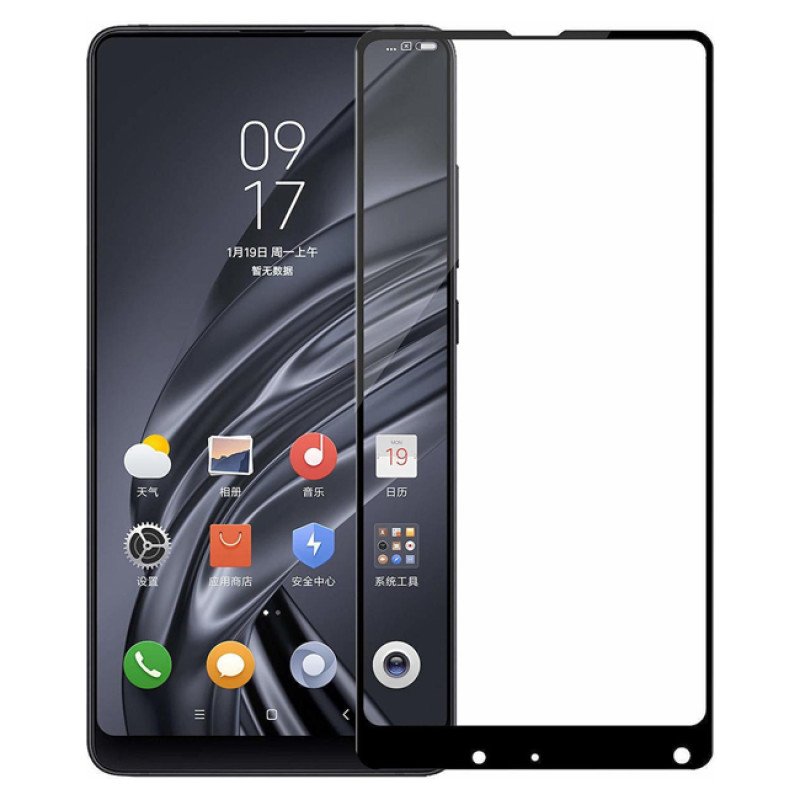 Full Cover Full Glue Τζαμάκι Προστασίας Οθόνης για Xiaomi Mi Mix 2 - Χρώμα: Μαύρο