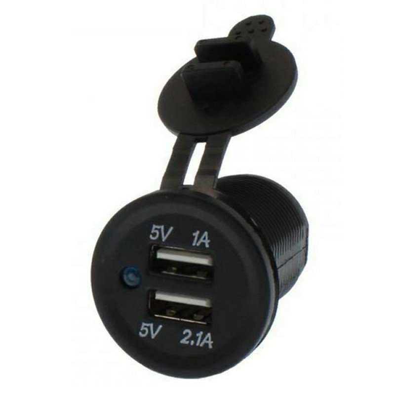 RCHANG W05237 Φορτιστής με 2X USB 5V/1A, 5V/2.1A - Χρώμα: Μαύρο