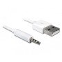 Καλώδιο USB-A Male σε 3.5mm Jack Male 19.5cm - Χρώμα: Άσπρο