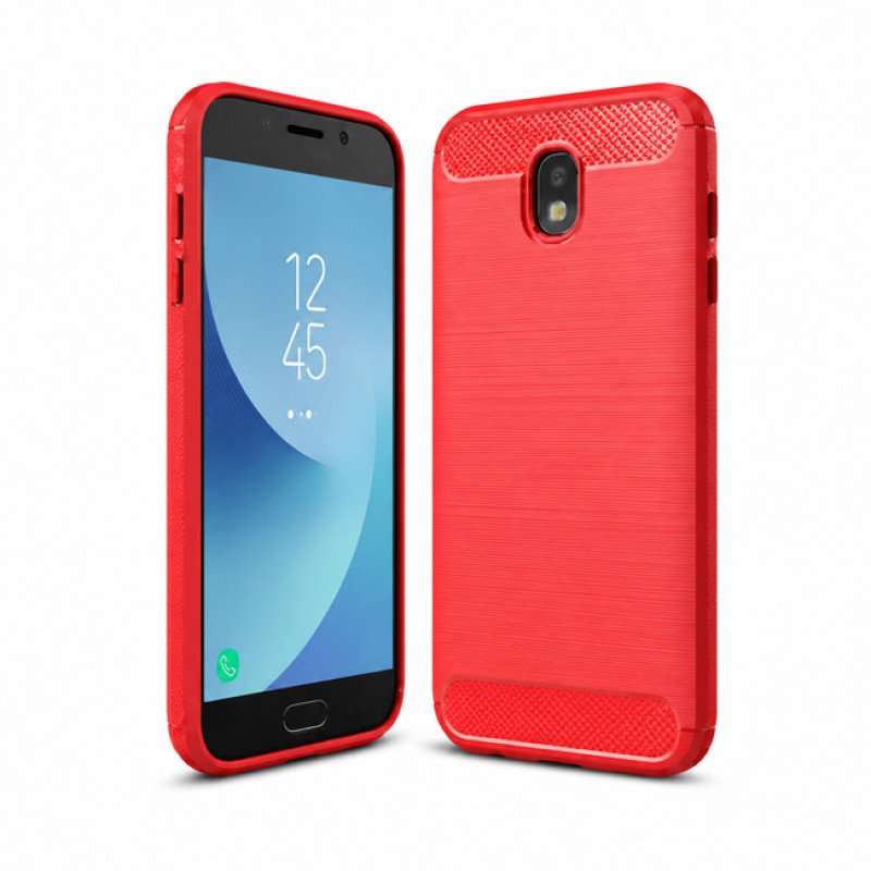 Θήκη Πλάτης Σιλικόνης Carbon για Samsung Galaxy J5 2017 - Χρώμα: Κόκκινο